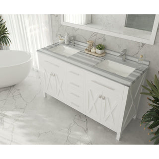 LavivaLaviva - Wimbledon 60" White Double Sink Bathroom Vanity with White Stripes Marble Countertop - 313YG319-60W-WS313YG319-60W-WSAloha Habitat